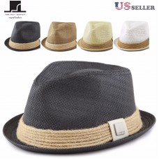 THE HAT DEPOT Mujers Short Brim Sun Straw Fedora Hat with Raffia Band  eb-44904651